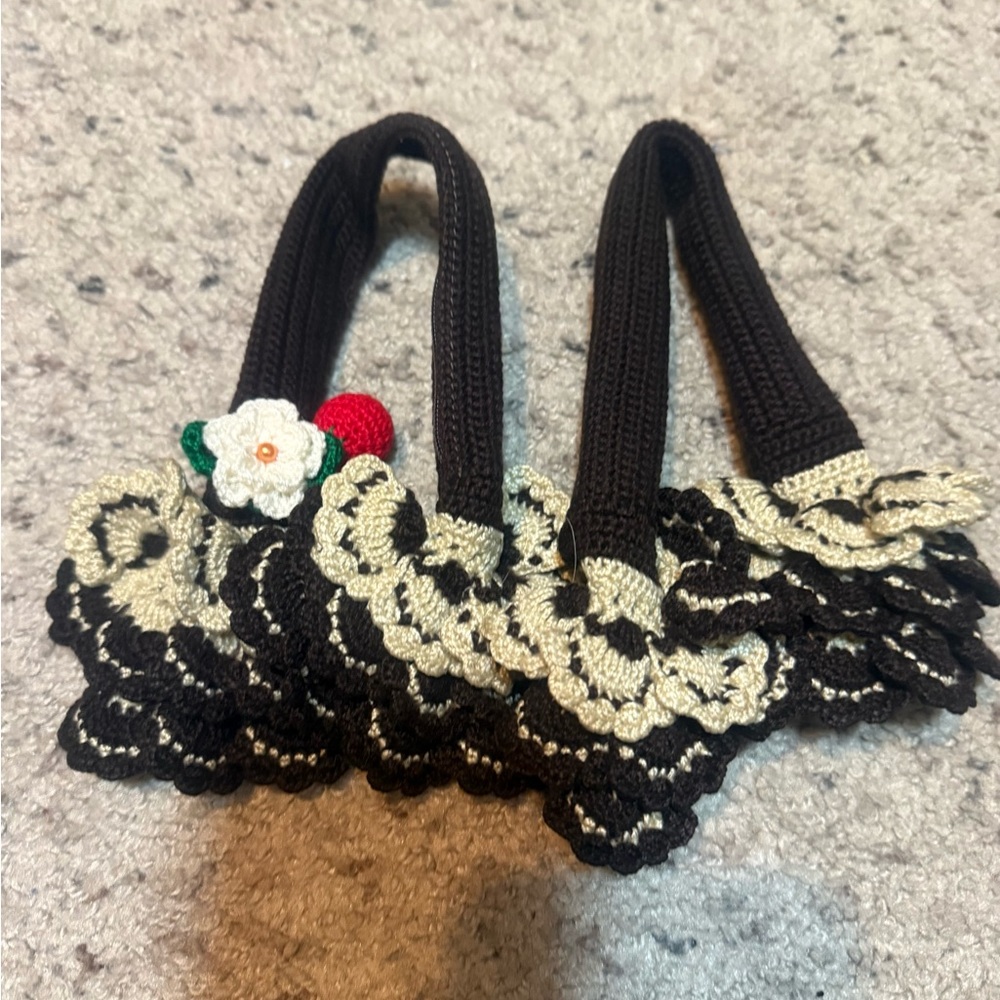 Elegant brown and Cream Crochet handle cover